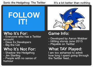 Illustration for article titled Sonic The Hedgehog: The Twitter: The TAY Review